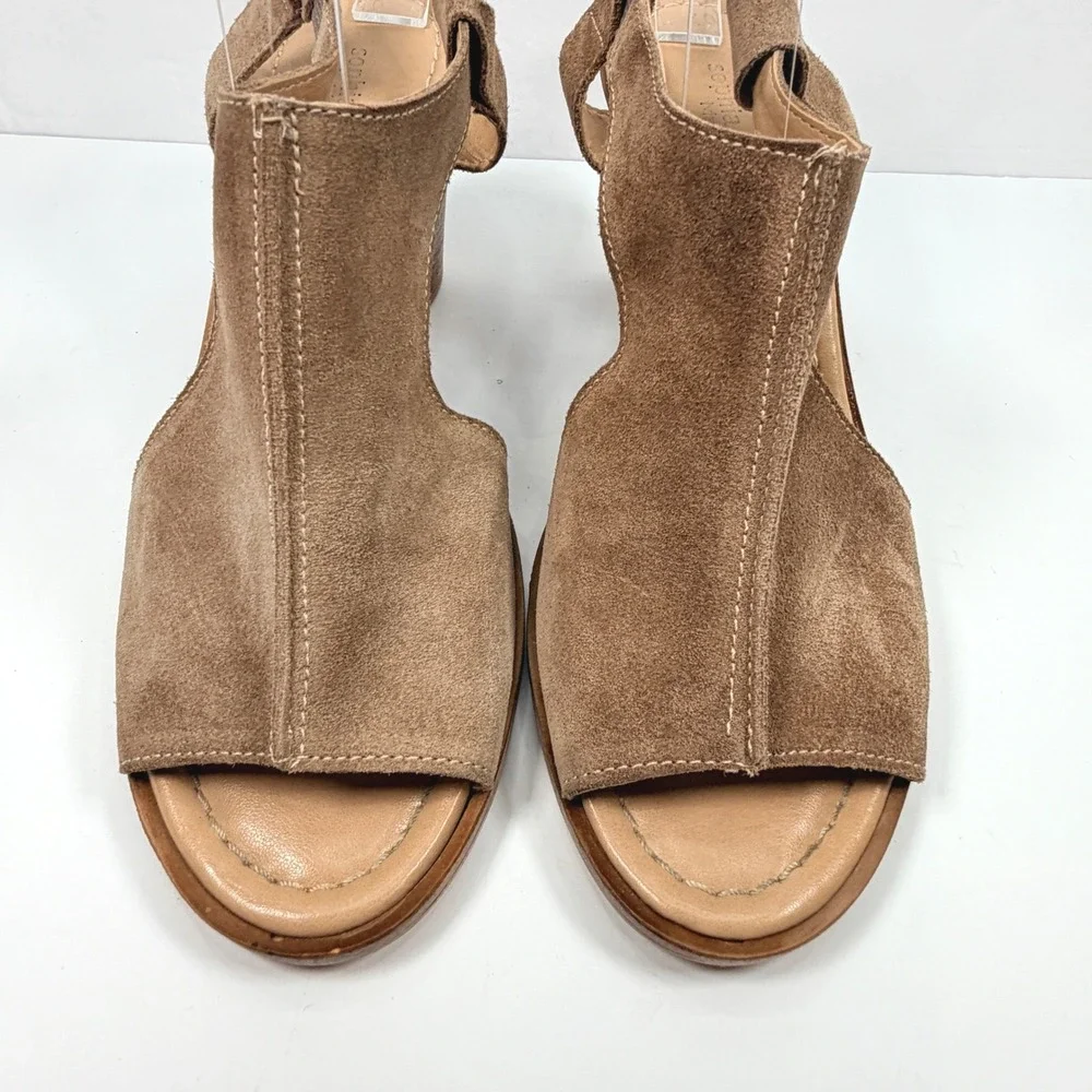 Sophia Milano Womens 40 Wedge Sandals Brown Suede Leather Made In Italy Chic